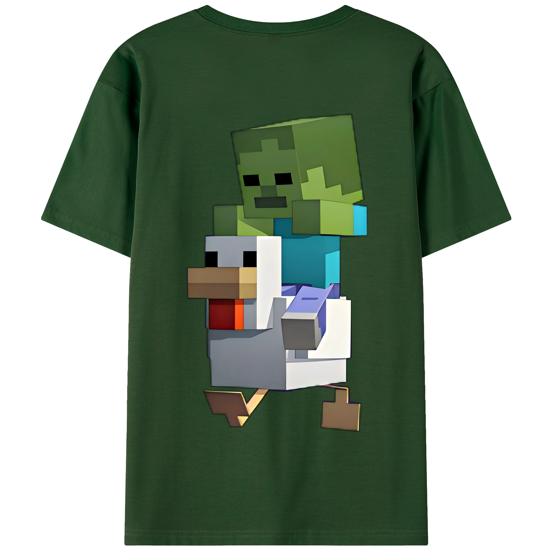 （画像用） マインクラフト ブロックの世界 Minecraft MC Block world 綿100％半袖Tシャツ（背面プリント）